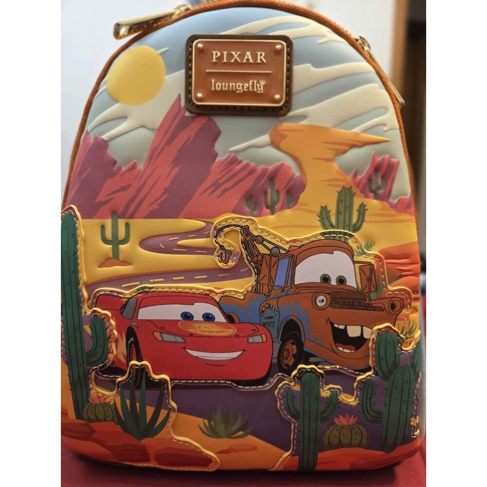 Loungefly "Disney Pixar Cars Lightning McQueen and Mater Mini Backpack" NWT